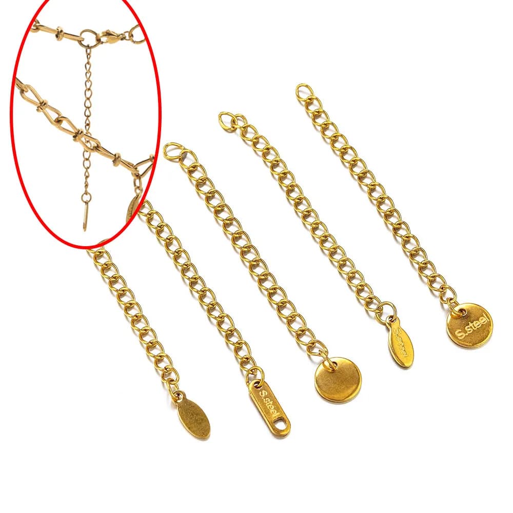 20 Pezzi Catena di Estensione in Acciaio Inossidabile con Ciondolo Ovale Rotondo, Collana Fai-da-Te, Catena per Braccialetti, Accessori per Creazione di Gioielli