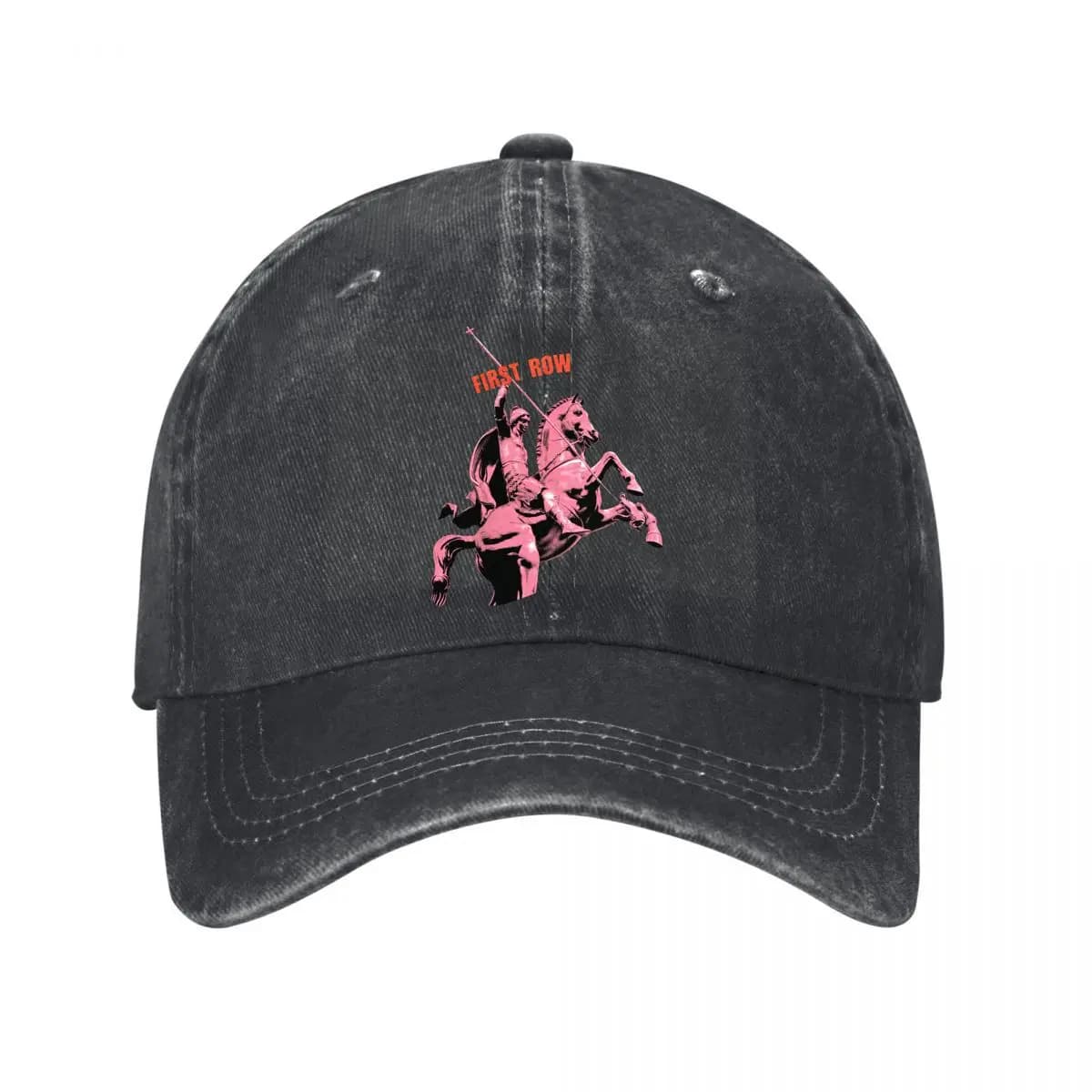 First Row Pink Knight On Horse Statue Graphic 2026 New Vintage Washed Cotton Baseball Cap Parent Kids Sun Hats