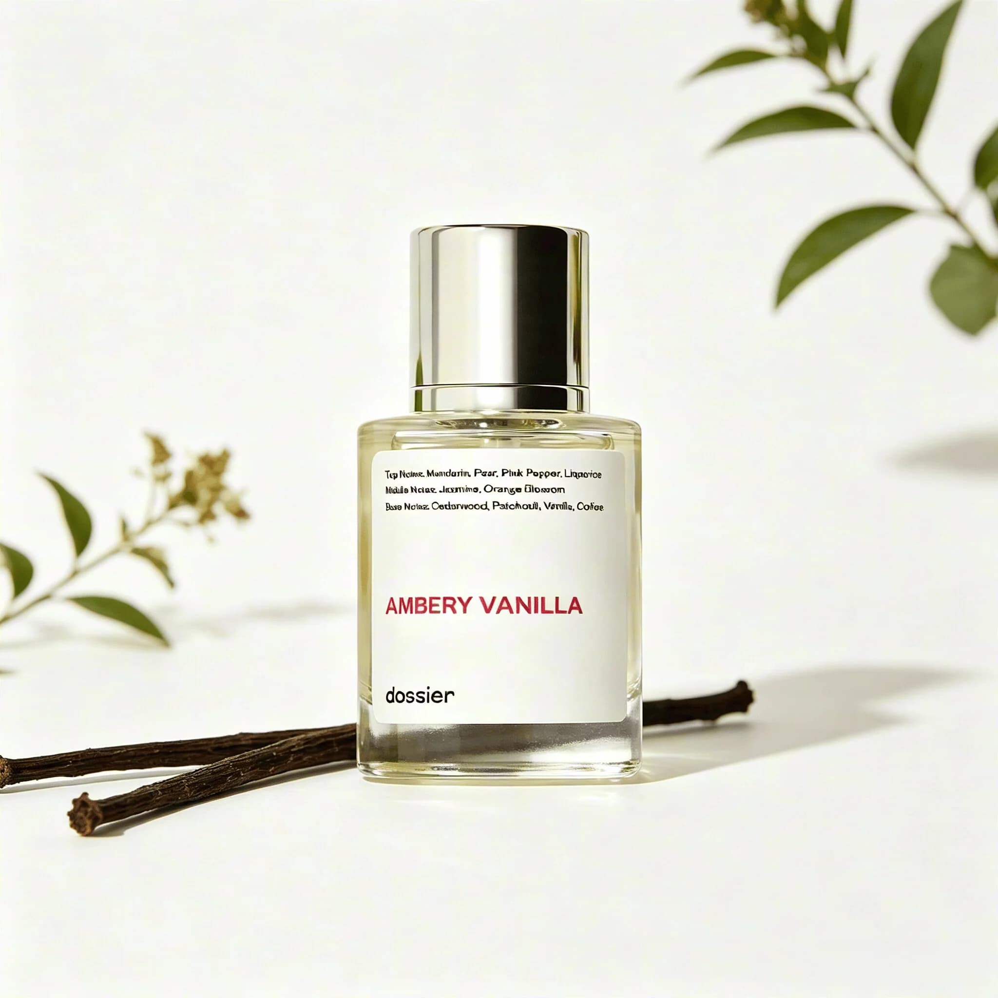 Dossier Ambery Vanilla Eau de Parfum For Unisex Bright Mandarin Jasmine Patchouli Rich Coffee Warm Amber Vanilla Aroma All Day Wear Comfortable Sweet Woody Perfume Simple Transparent Bottle Perfect Valentine Birthday Perfume Gift for Couples