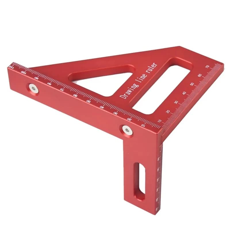 Righello di misurazione 3D multi-angolo in alluminio rosso, goniometro quadrato per lavorazione del legno 45/90 gradi, strumento per trasmissione di linee e triangoli