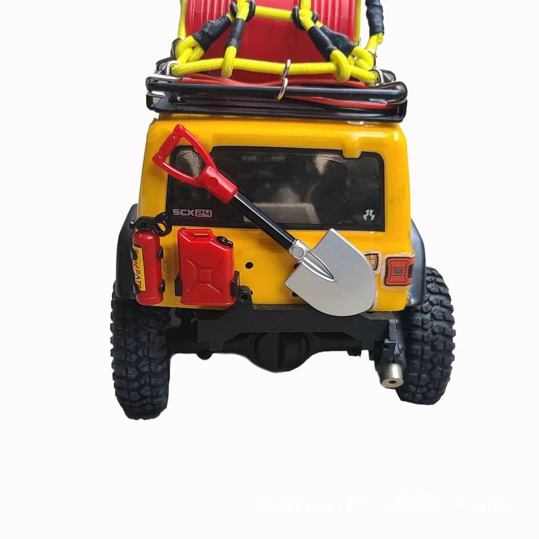 RIRI Mini Pala Serbatoio Carburante Tamburo Olio Estintore Decorazione per Axial SCX24 C10 Jeep JLU Gladiator Bronco 1/24 RC Auto