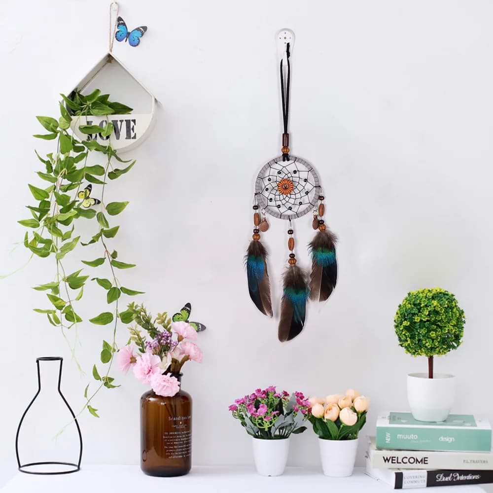 ‌Korean Vintage Pumpkin Dreamcatcher - Handmade Boho Car Hanging with Lace & Beads (Perfect Gift for BFF)