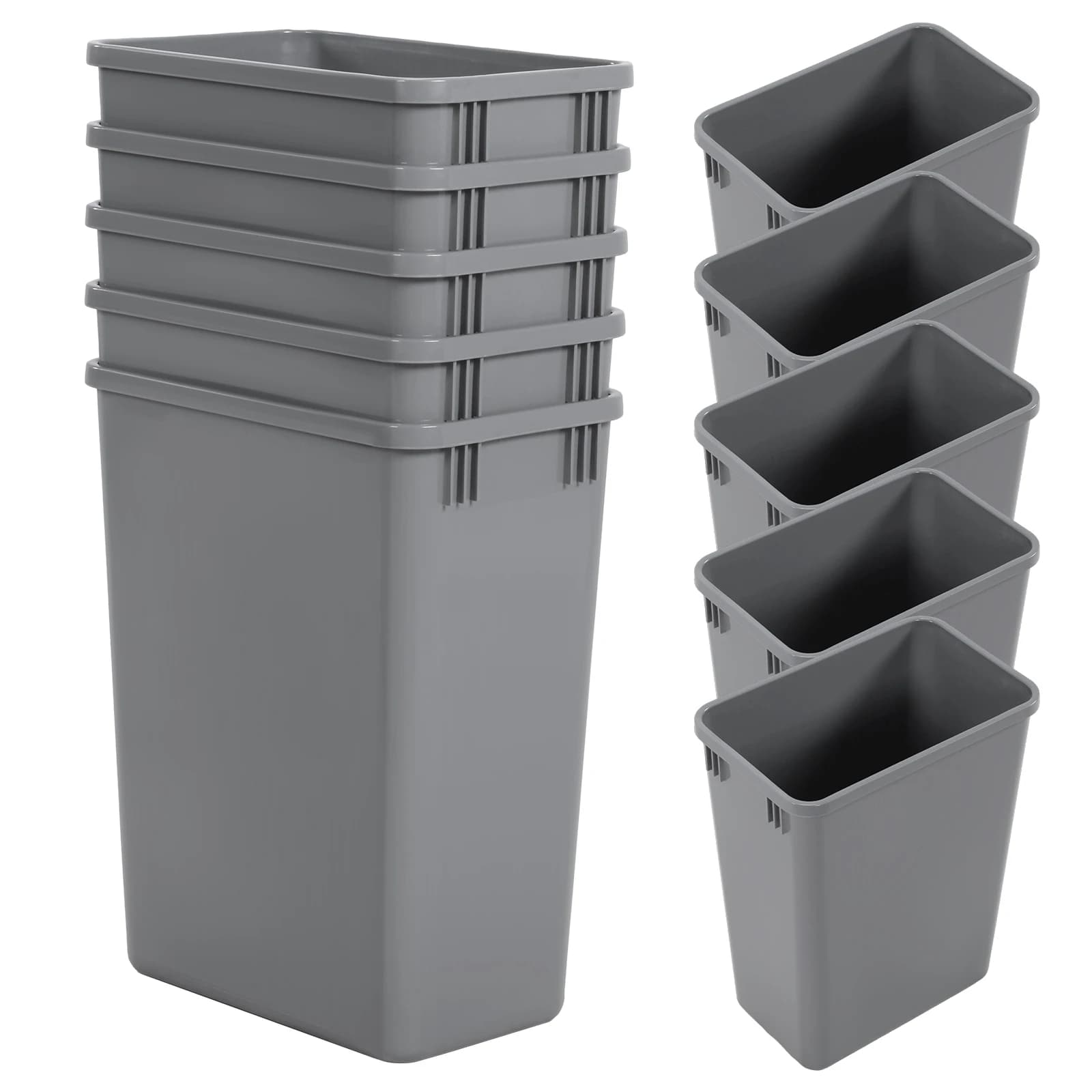 Confezione da 10 contenitori per rifiuti da 35 QT, facili da pulire, in plastica, per bagno, lavanderia, soggiorno, casa, ufficio