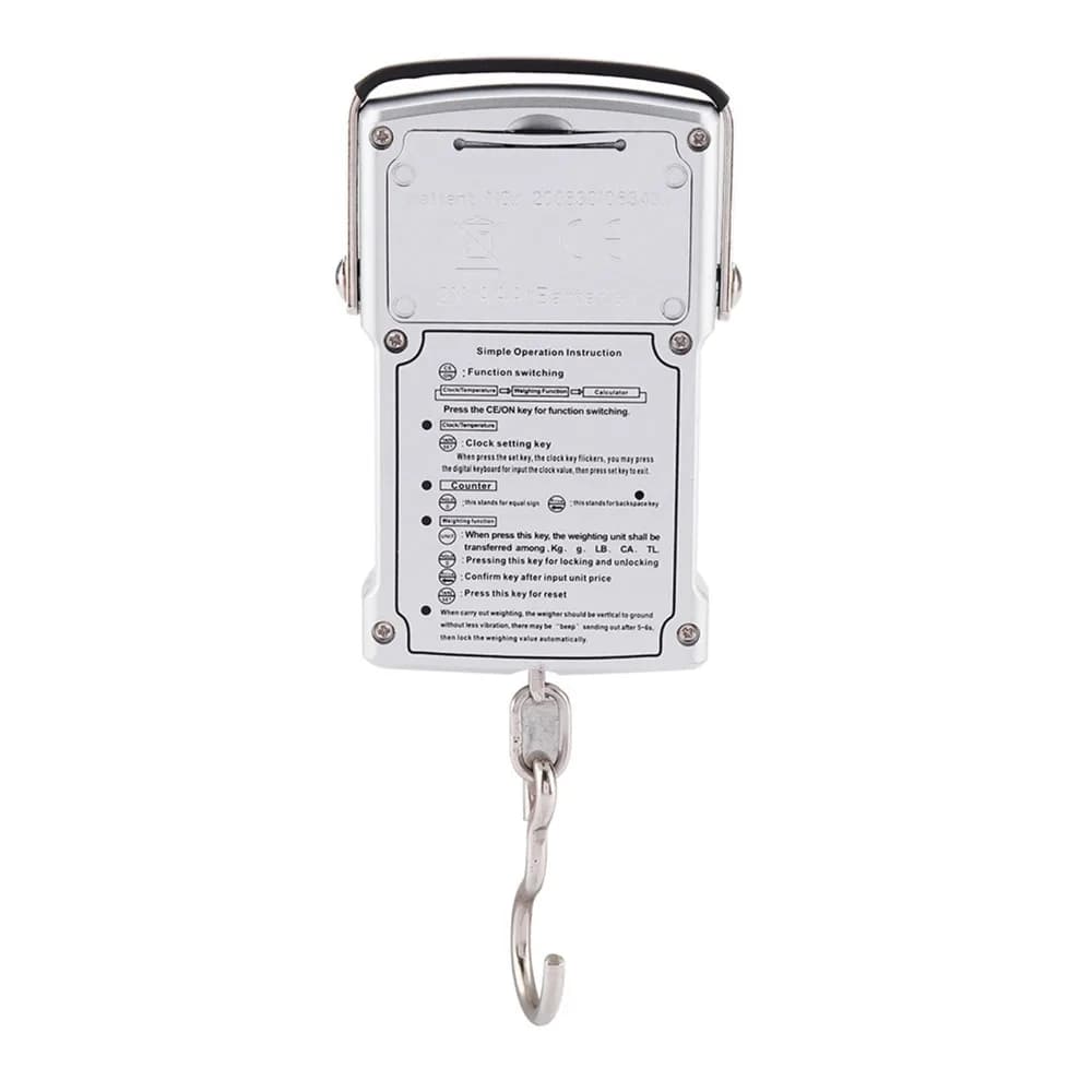ABS Electronic Fish Hook Scale Silver 7 in 1 Function Digital Hanging Scale Portable Multifunctional Luggage Weighing Scale