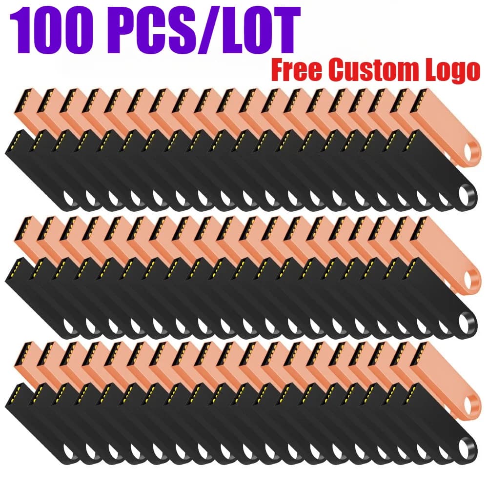 100 pezzi/lotto Chiavetta USB 2.0 in metallo personalizzabile con logo, 64GB 32GB 16GB, scheda di memoria laser, U Disk 8GB 4GB, regalo di nozze, Memory Stick