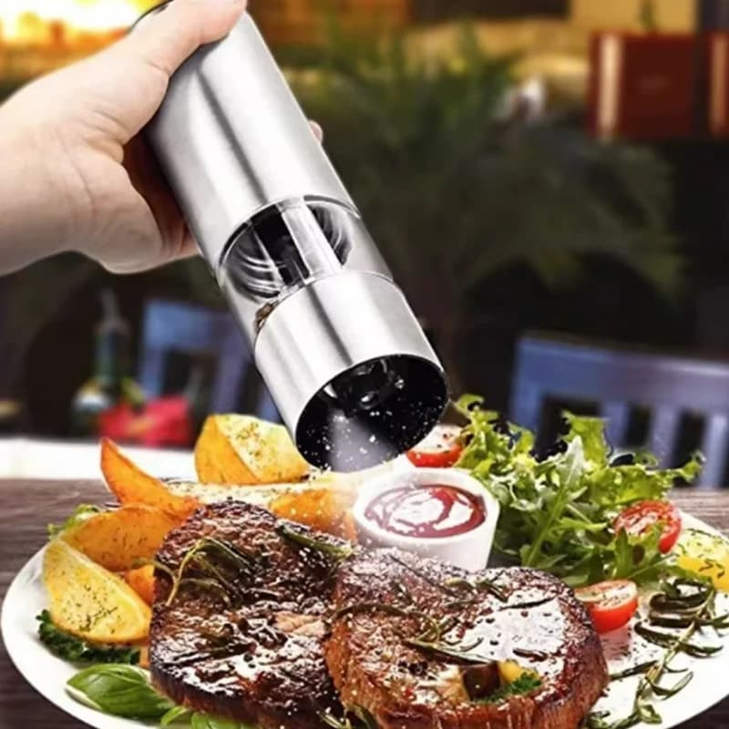 Set macina sale e pepe elettrico in acciaio inossidabile e ABS, funzionamento automatico, modello di ricarica e batteria per mulino per spezie per cucina