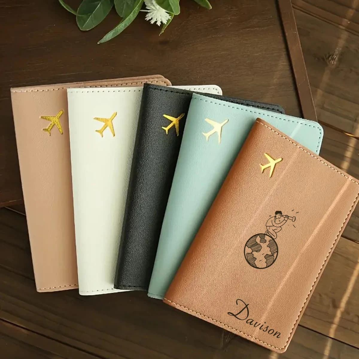 Customized 2-in-1 Passport with Baggage Label, Travel Document Cover with Custom Embossed Letter, Foldable Ultra-thin Portfolio, Air