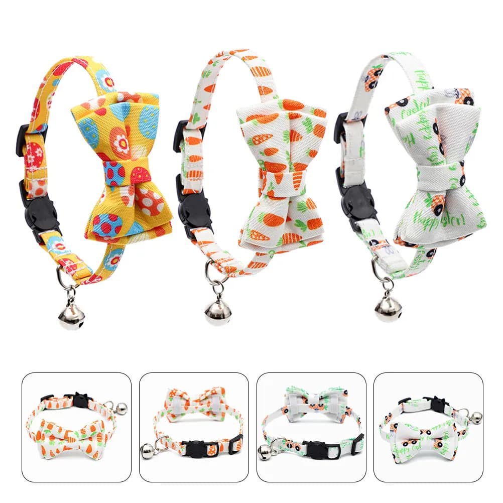 Collare per Animali Domestici con Fibbia a Coniglio, Papillon Colorato, Collana Regolabile per Gattini, Elegante Catena per Cani, Regalo di Pasqua, Accessori per Animali Domestici per Compleanno