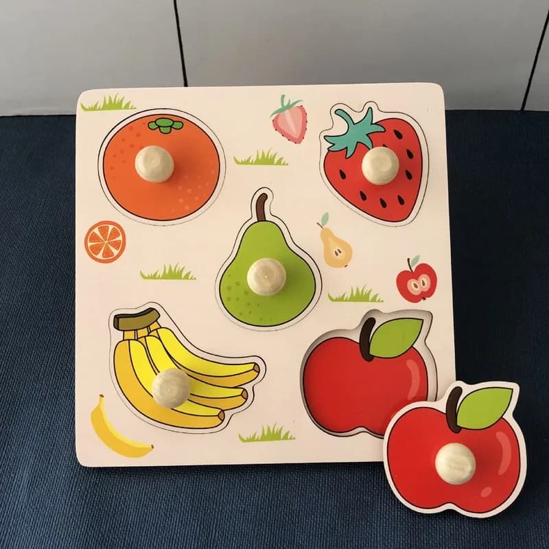 Puzzle portatile in stile frutta Montessori per bambini Educazione precoce Giocattoli cognitivi e intellettuali Forma abbinata al bambino