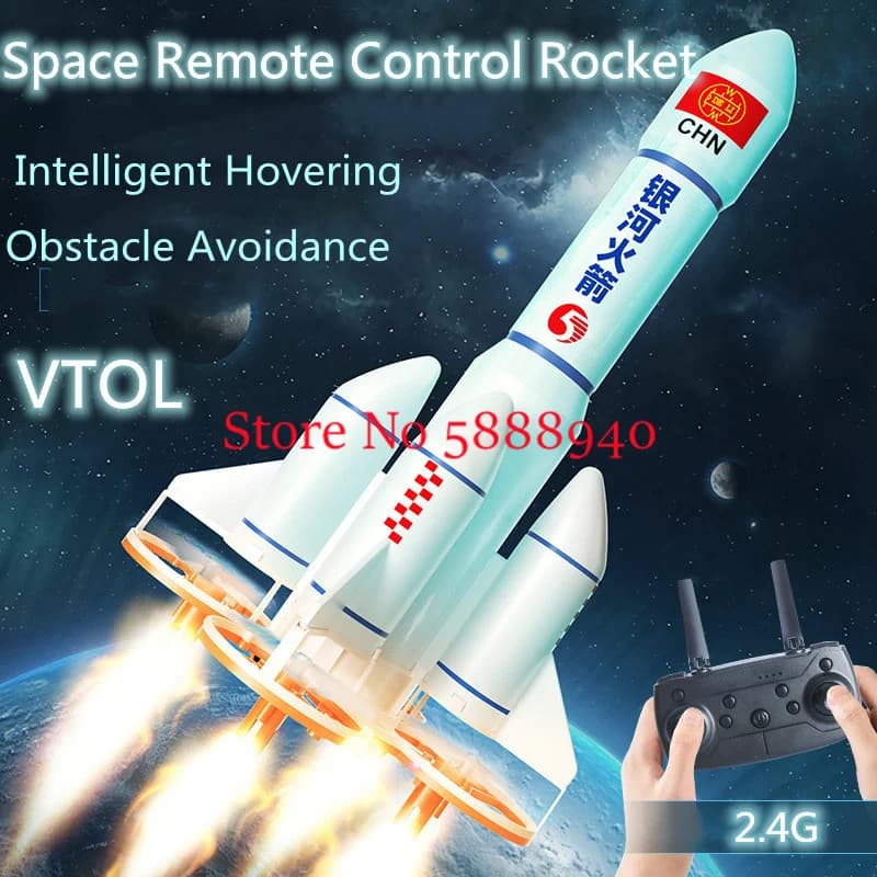 Rocket Styling Obstacle Avoidance Remote Control Quadcopter 2.4G Hovering LED Light VTOL Headless Mode RC Drone Helicopter Toys