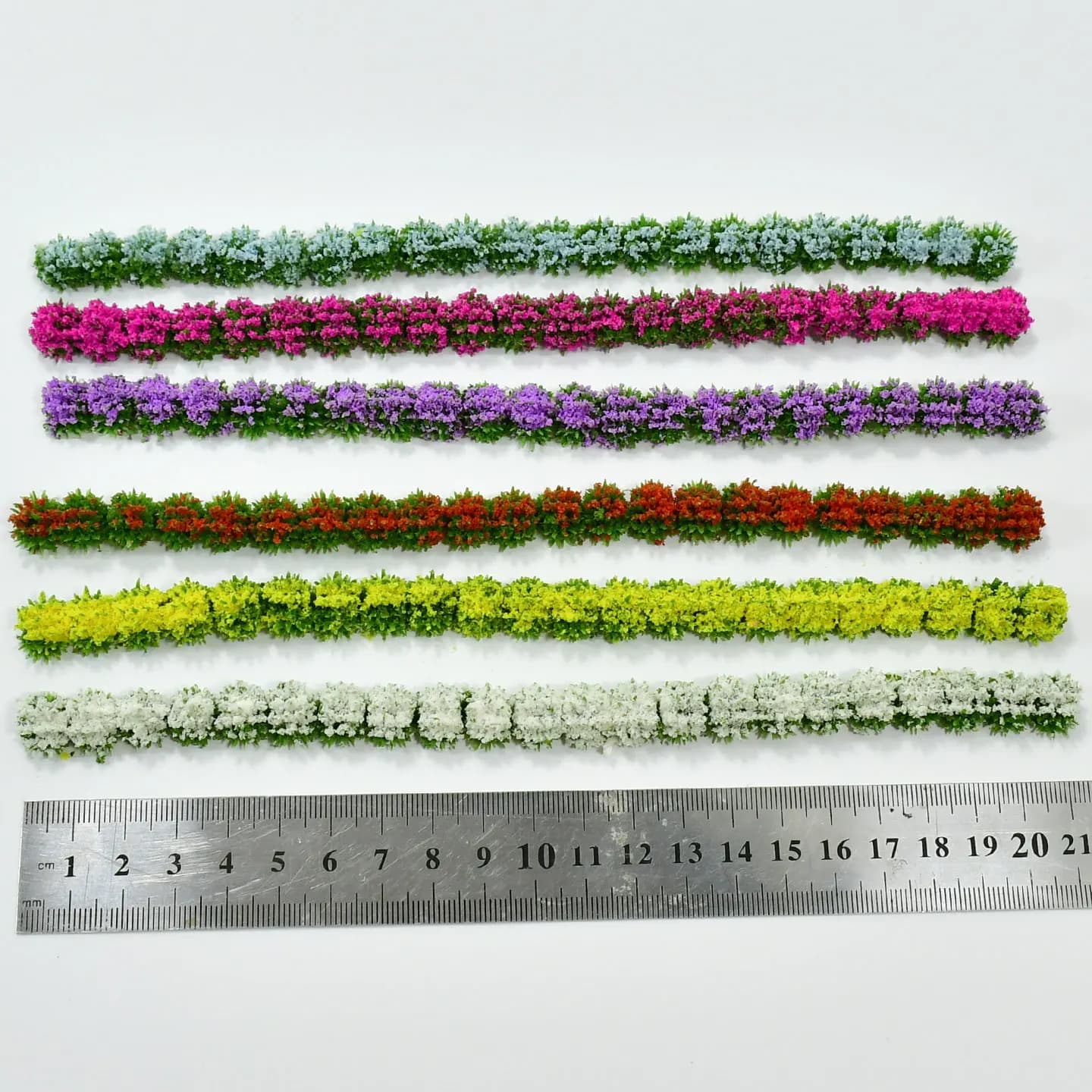 Kit Modellini di Arbusti in Miniatura per Inverdimento Urbano, Decorazioni Fai-da-Te, Strisce Floreali Decorative in Miniatura, Accessori per Diorami, 5 Pezzi/Lotto