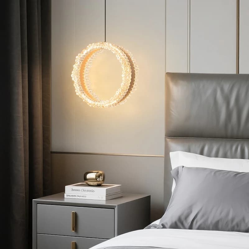 Modern Novelty Lighting Ring Icicle Acrylic Chandelier Living Room Sofa Side Led Decoration Luxury High-End Bedroom Hanging Lamp