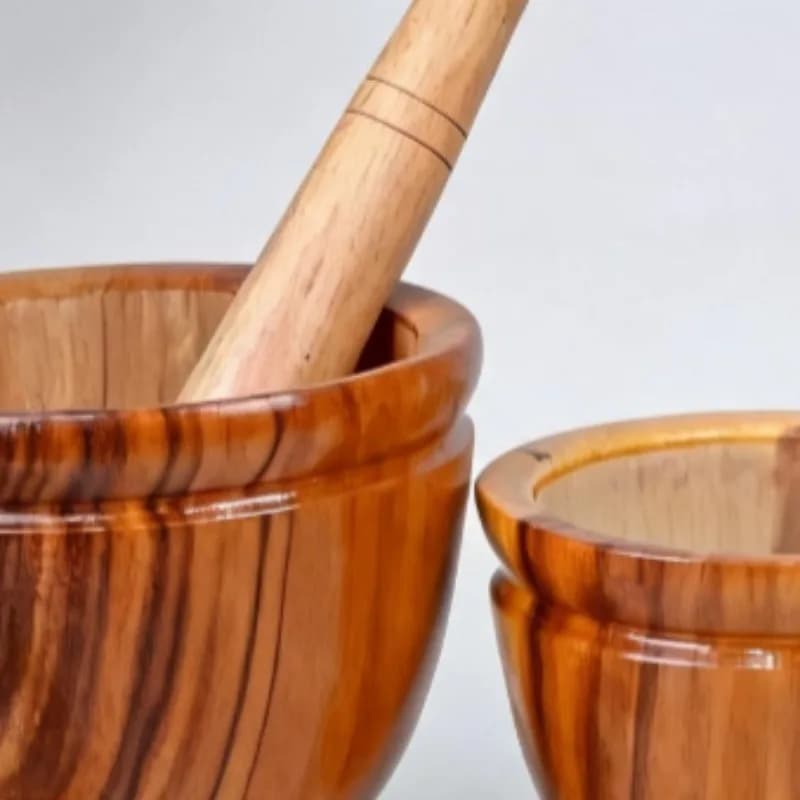 Large Wooden Mortar and Pestle Set – Commercial Spice Grinder & Household Herb Masher