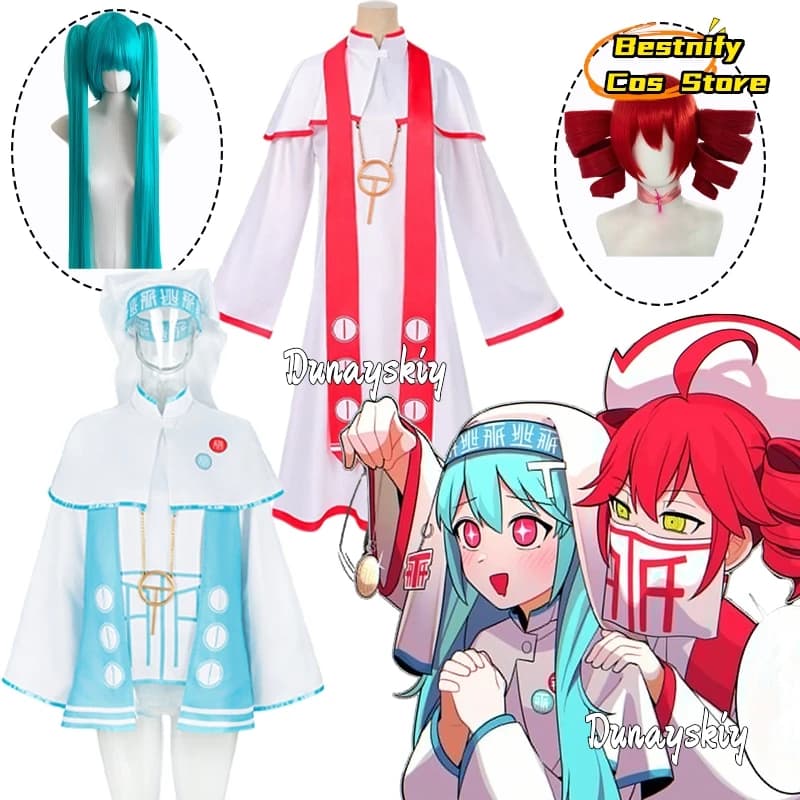 Anime Kasane Teto Mesmerizer Mikuuu Rosa Bianco Costume Cosplay {Bestnify Cos}Nun Priest Abiti Set Completo Halloween Donna Travestimento