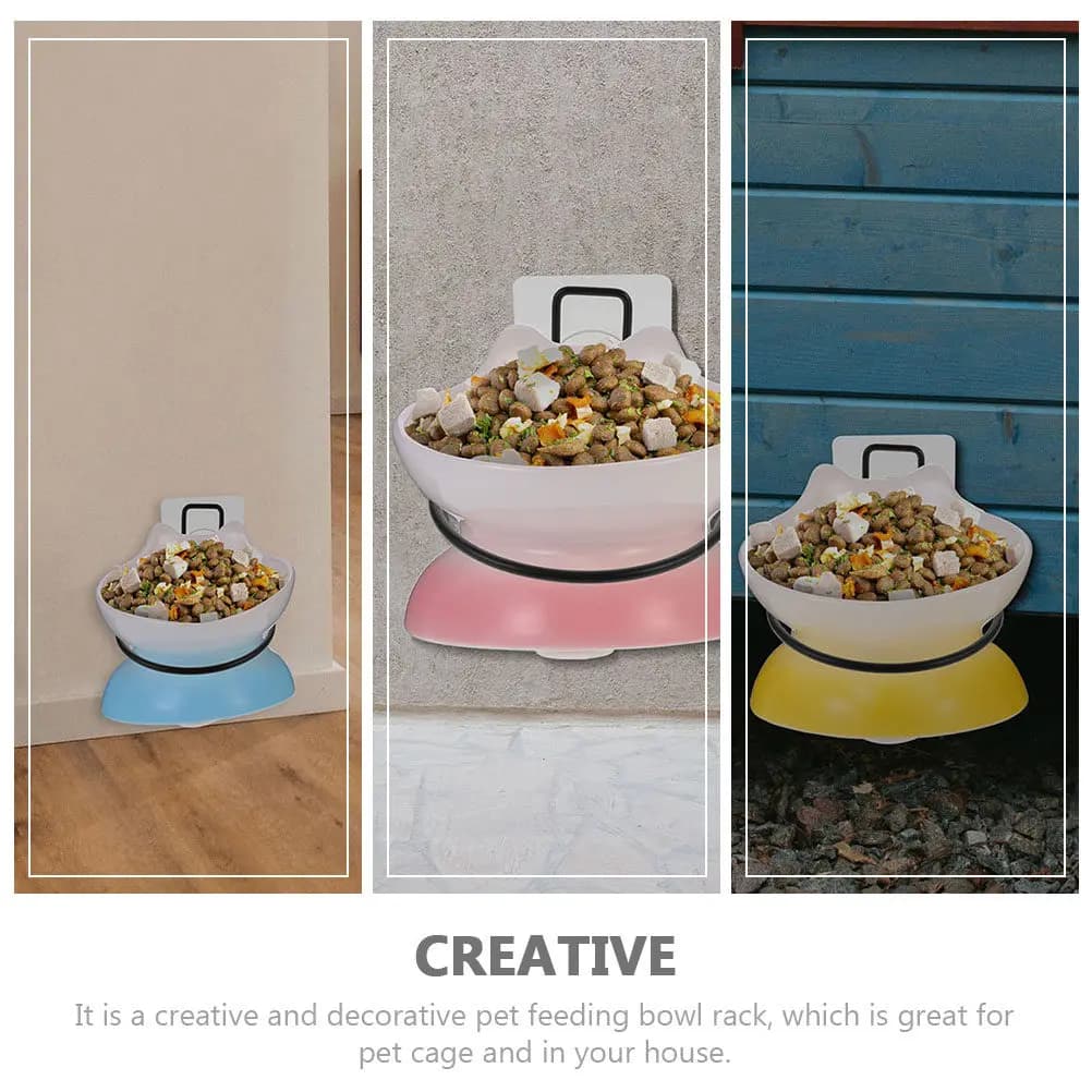 1Set Pet Hanging Food Bowl Rack Black Iron Plastic Strong Feeder Holder Wall Mounted Stable Safe for Pet Feeding Water Bowls
