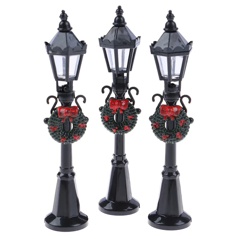 Lampioni LED in Miniatura, Panchina da Parco e Lampione Natalizio, Ornamento per Micro Paesaggi, Decorazione per Giardini delle Fate e Case delle Bambole