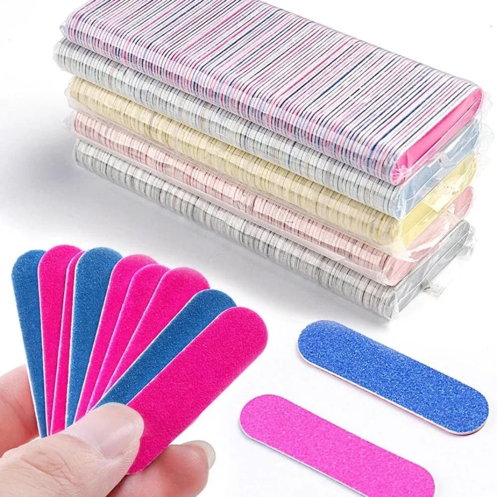 100 pezzi di lime per unghie a doppio lato, mini set di blocchi per levigatura del legno, per smalto gel, manicure, pedicure, salone di strumenti per nail art