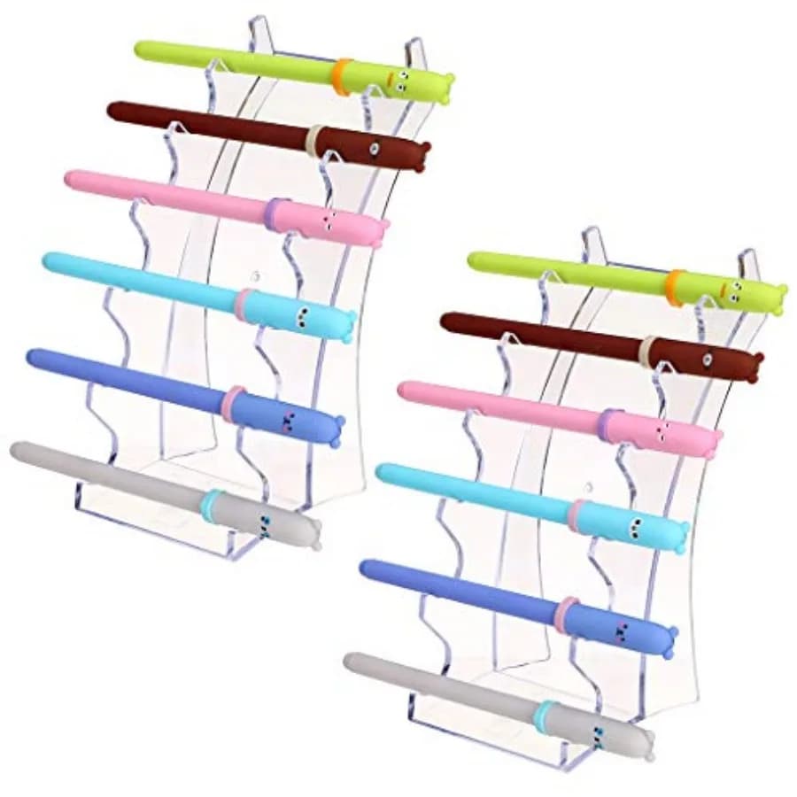Acrylic Pen Holder Display Stand Clear Makeup Brush Rack Organizer Holder 6-Slots Nail Brush Eyebrow Fountain Pen Rack Display
