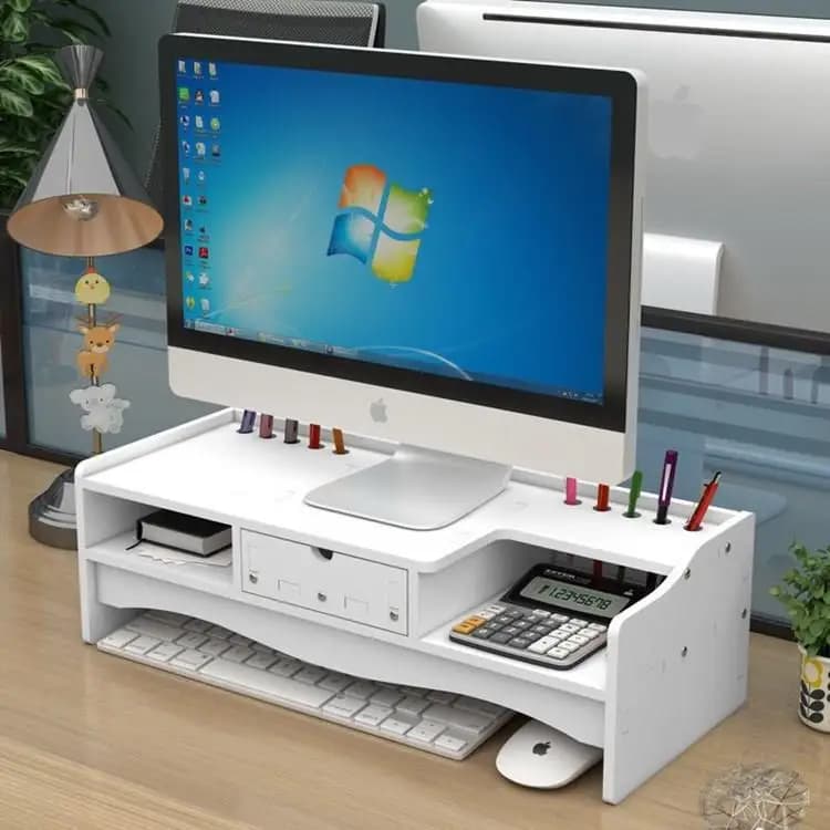 Desk Monitor Support with Keyboard and Notebook Device, Office Organizing Accessories