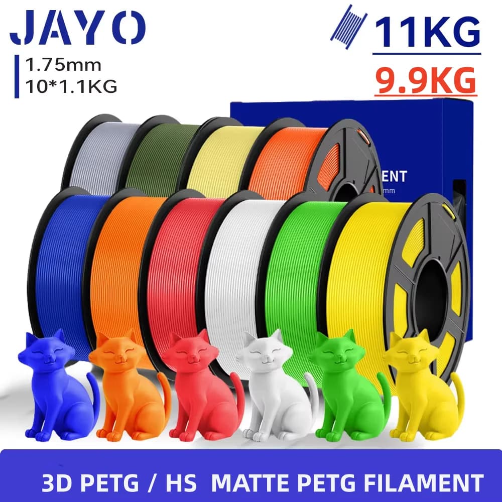 JAYO 9/10 Rolls 3D PETG/PETG Transparent 1.75mm for FDM Bambu 3D Printer, 3D Printer Material