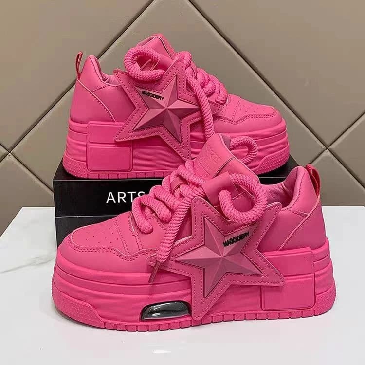 Scarpe da donna con suola spessa, nuove sneakers autunnali con plateau che aumentano l'altezza, popolari scarpe sportive casual bianche
