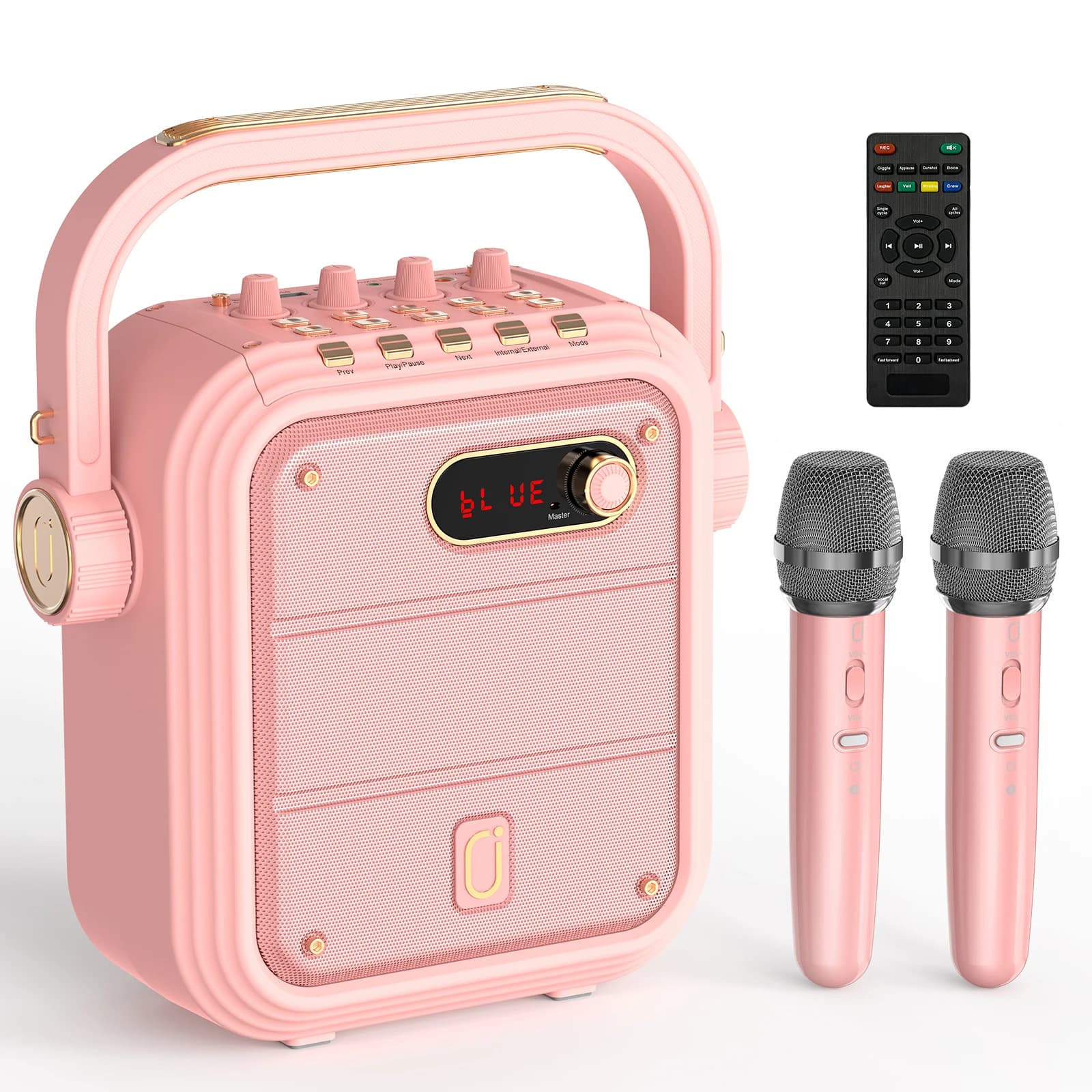 Macchina Karaoke Portatile Wireless - Altoparlante per Canto per Adulti con 2 Microfoni Wireless, Supporto Scheda TF/USB con Telecomando