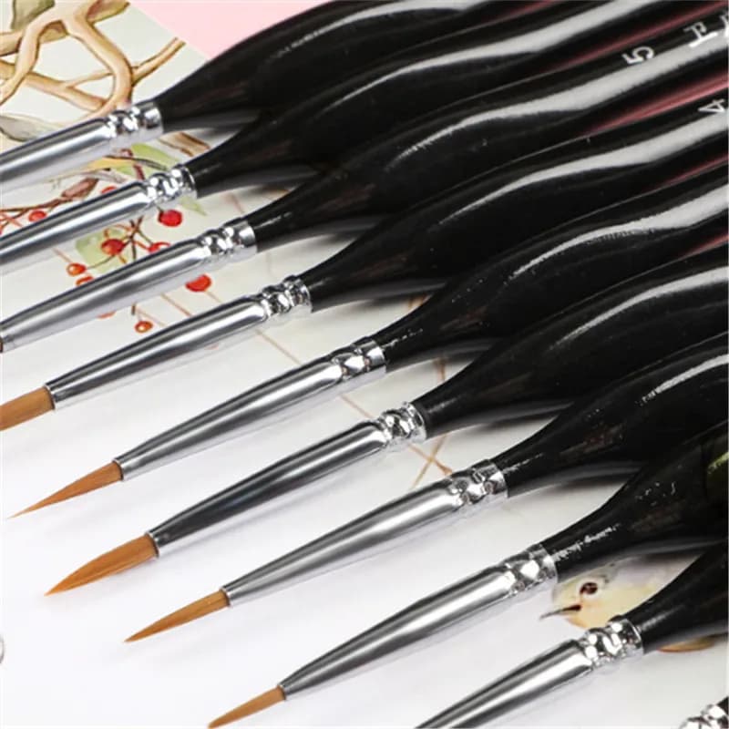 5Pcs Precision Fine Tip Paint Brush Set Nylon Hair Thin Extra Fine for Acrylic Models Miniature Detail Art Craft