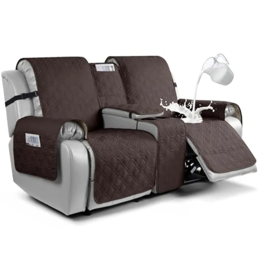 Copridivano Reclinabile con Console 100% Impermeabile, Coperture Antiscivolo per Divano Reclinabile, Copridivano Divisibile per Mobili