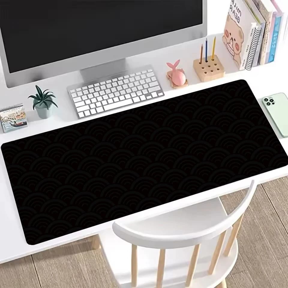 Black Ocean Wave Mouse Pad Large Rubber Base Anti-slip PC Desk Accessories Mousepad for Office and Gamer Keyboard Mats Decor Mat