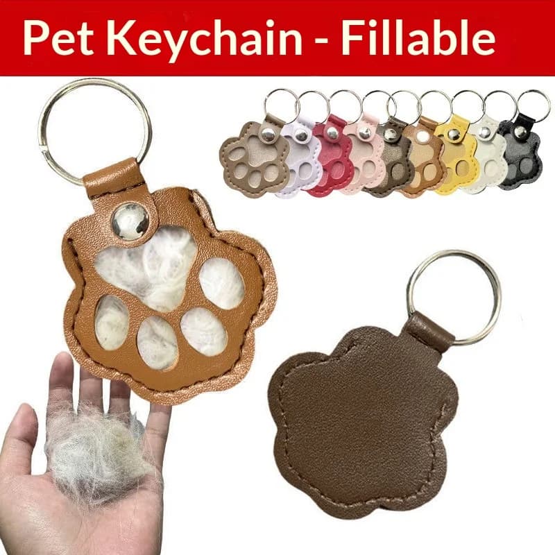 Dog Hair Collector Keychain Leather Pet Memorial Keepsake Fur Storage Pendant Charm Gift Keyring Anti Loss Pendant Accessories