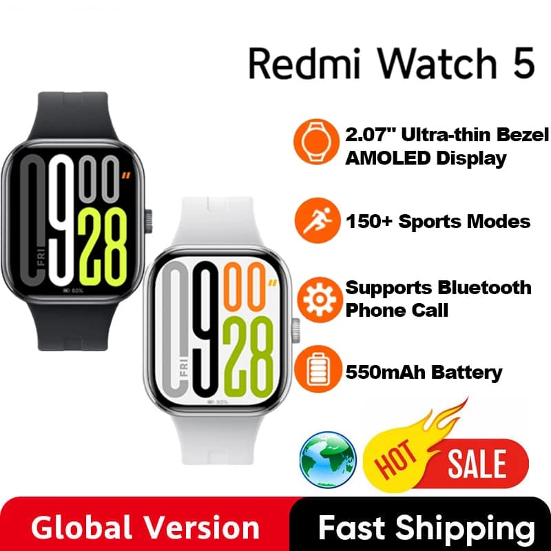 Global Version Redmi Watch 5 2.07" AMOLED display 150+ sports modes 550mAh Battery Heart Rate Blood Oxygen Monitor