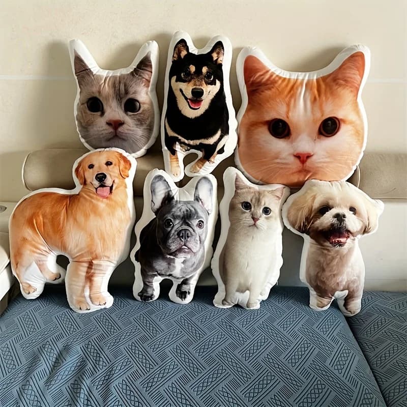 Nuovo cuscino invernale in peluche con foto di animali domestici, cuscino personalizzato a forma di animale, adatto per regali