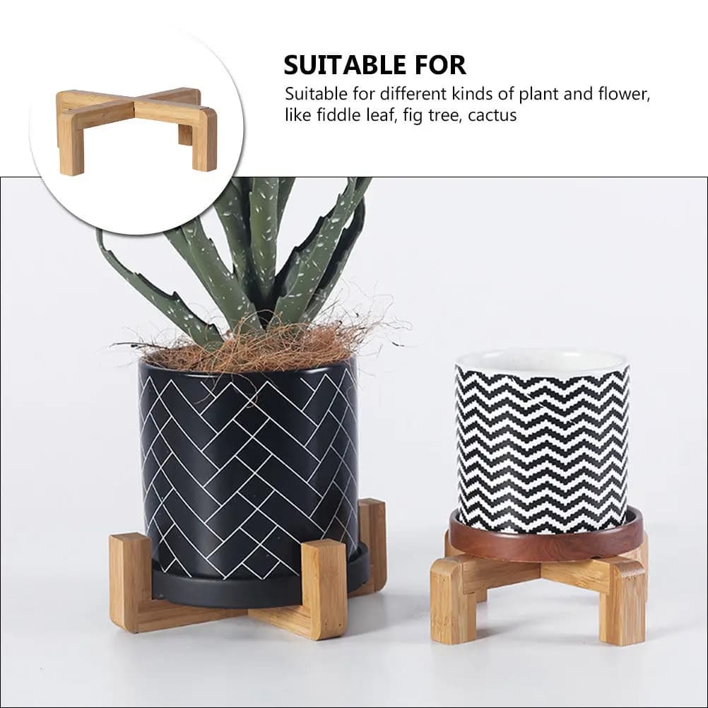 1Pcs Succulent Plant Flowerpot Holder Wooden Rustic Flowerpot Rack Stand for Indoor Outdoor Garden Display Plant Pot Base