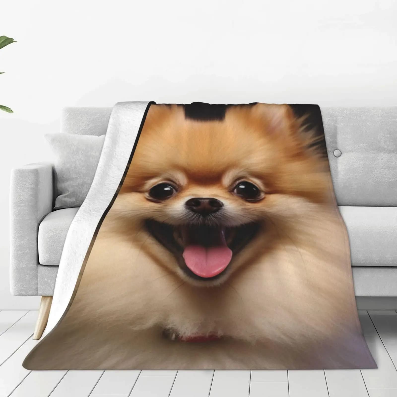Coperta stampata con cane simpatico cartone animato per divano letto, viaggio, campeggio, soggiorno, ufficio, coperta per regali per tutte le stagioni