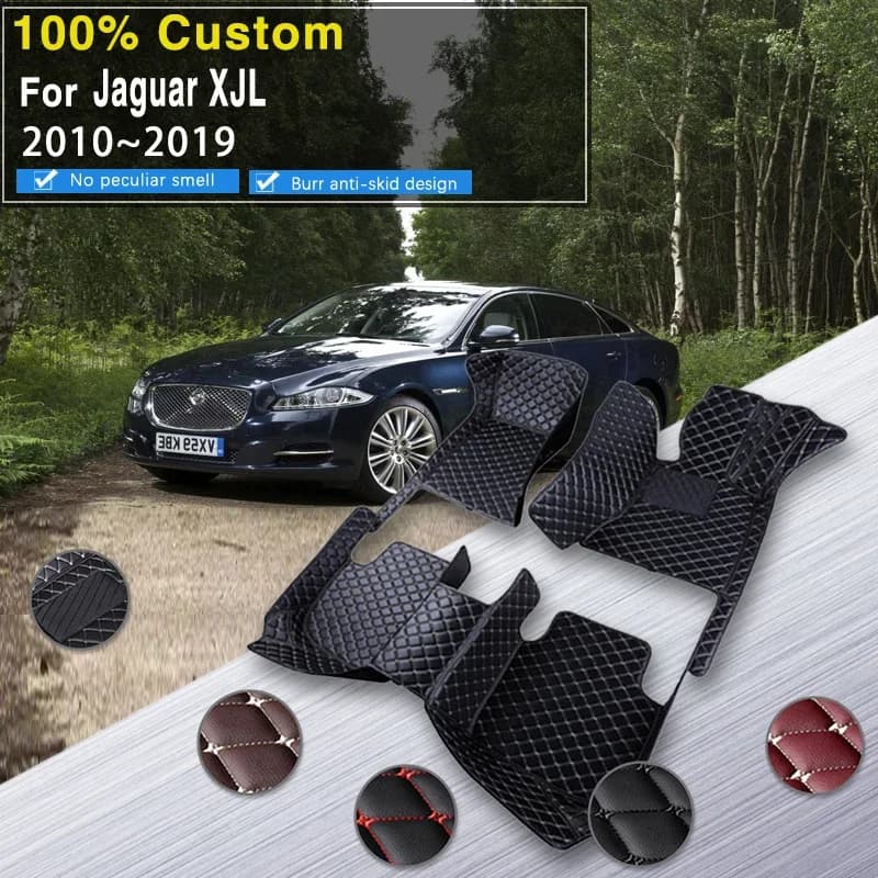 Tappetini per auto in pelle 3D per Jaguar XJL X351 2010 ~ 2019 Cuscinetti anti-sporco Tappetini per auto Tappeti Accessori per auto Interni Decorat