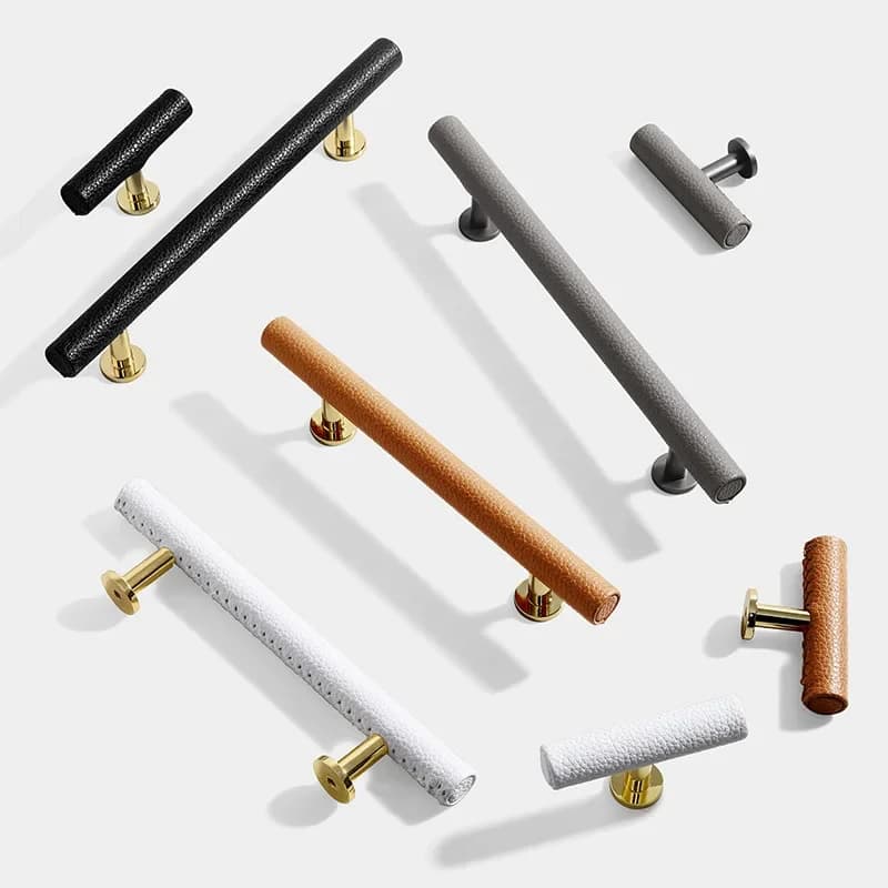 Maniglia per porta dell'armadio in pelle di moda Solido foro singolo in lega di zinco Oro armadio guardaroba cassetto scarpiera maniglia accessori