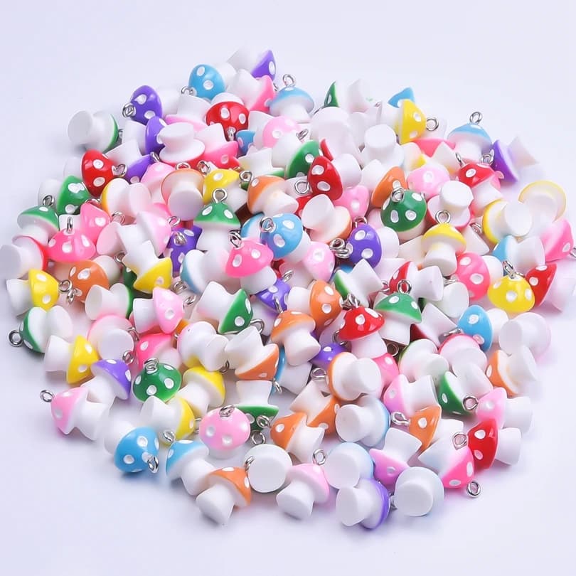 10/30/50/100pcs/Lot Cute Colorful Resin 3D Mushroom Charms Pendant For Jewelry Making Diy Earrings Keychain Handmade Accessories