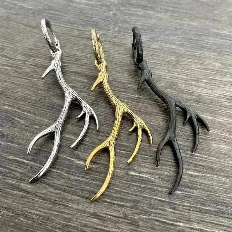 1 pair of european and american gothic earrings with deer horns, pendant earrings with metal horns, custom hiphop punk jewelry