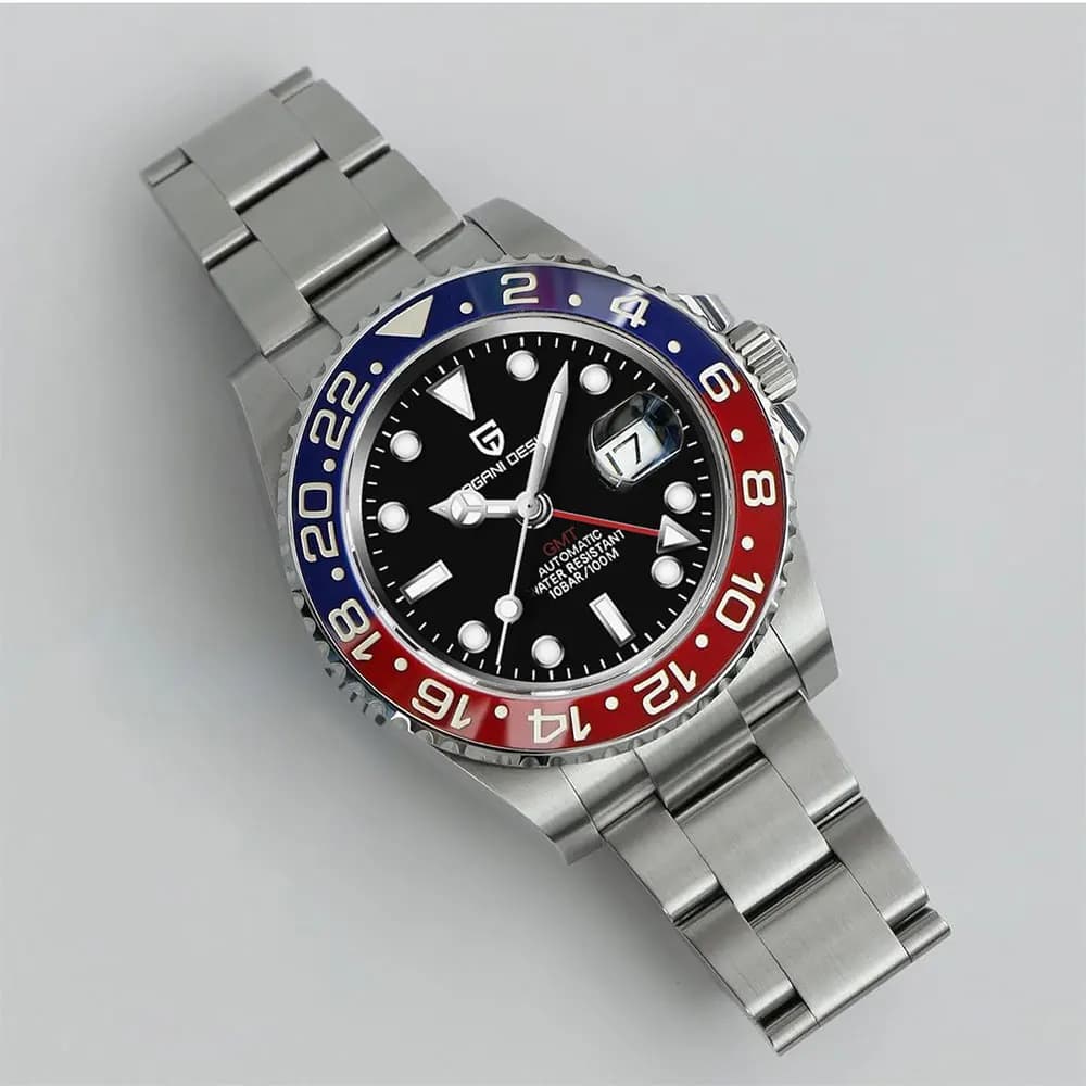 New PD-1662 PAGANI DESIGN GMT Stainless Steel Automatic Wrist Watch 100M Waterproof Men's Watch Top Brand 40mm Mechanical Men's Watch