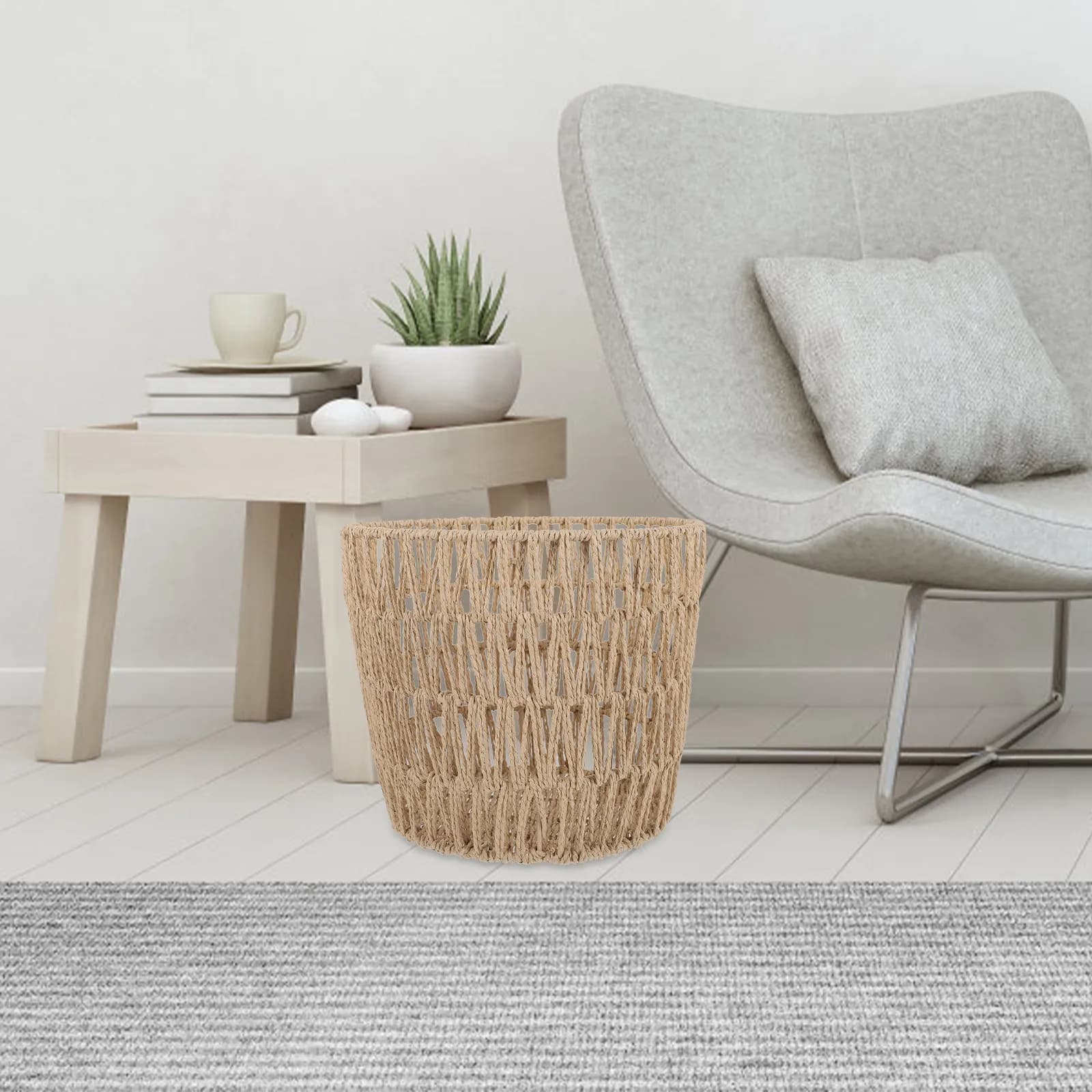 Cestino per rifiuti intrecciato, contenitore per la raccolta dei rifiuti, multiuso, leggero, resistente all'usura, stile pastorale, decorazione per la casa, idea regalo