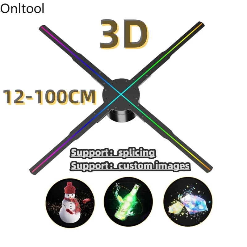 42-100CM 3D Fan ologramma proiettore Wifi Display pubblicità Logo luce Led segno lampada olografica proiettori tridimensionali