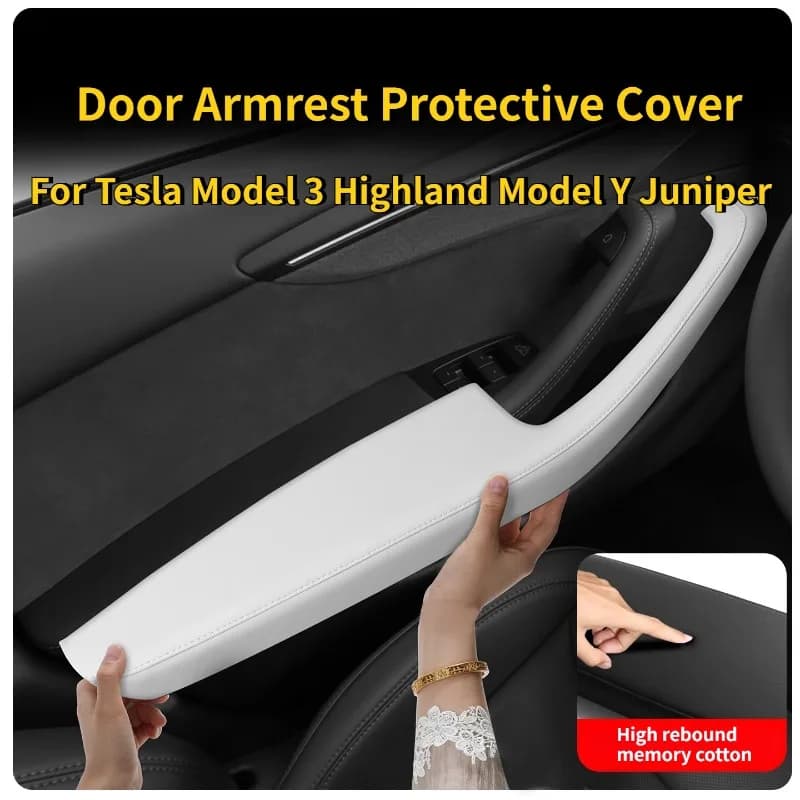 Copertura protettiva per bracciolo porta per Tesla Model 3 Highland Model Y Juniper Colore originale Maniglia in pelle PU Accessori interni