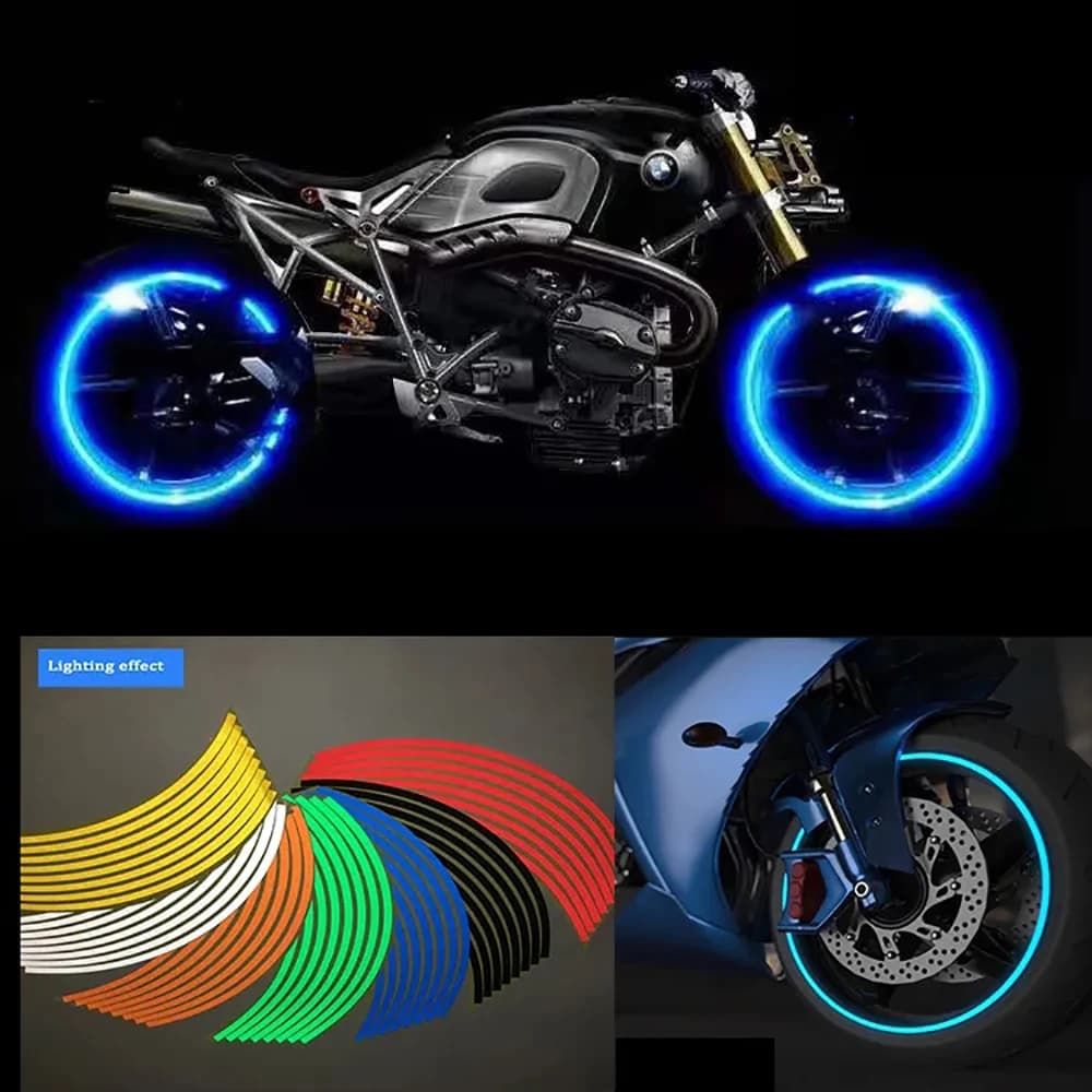 1 set di 16 pezzi adesivo ruota riflettente bordo striscia nastro bici adesivi moto per Honda per Kawasaki Z750 Z800 per YAMAHA MT07
