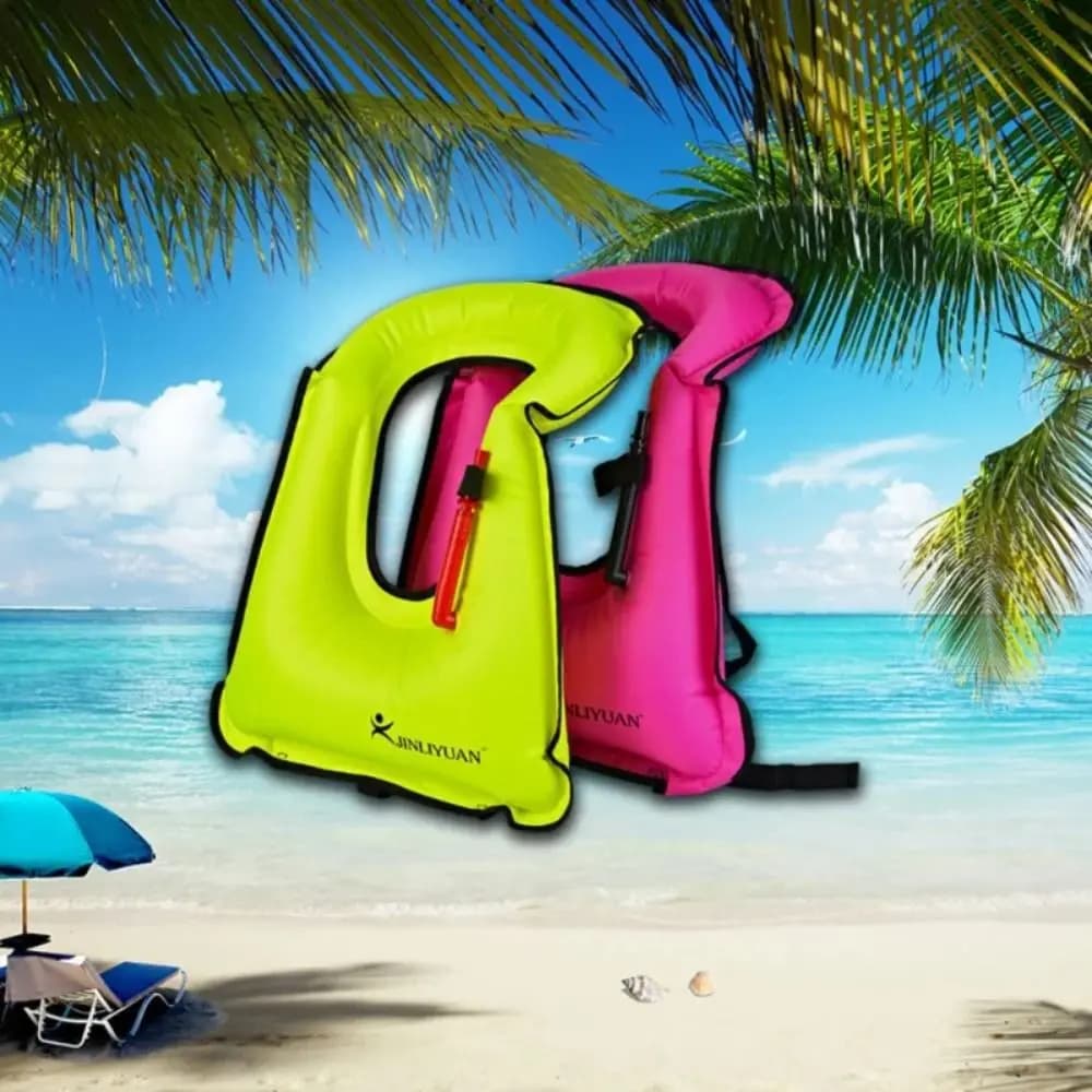 Inflatable Inflatable Swim Vest Outdoor Safety Diving Snorkeling Swimming Jackets Adjustable Floating Swim Life Saving Vest