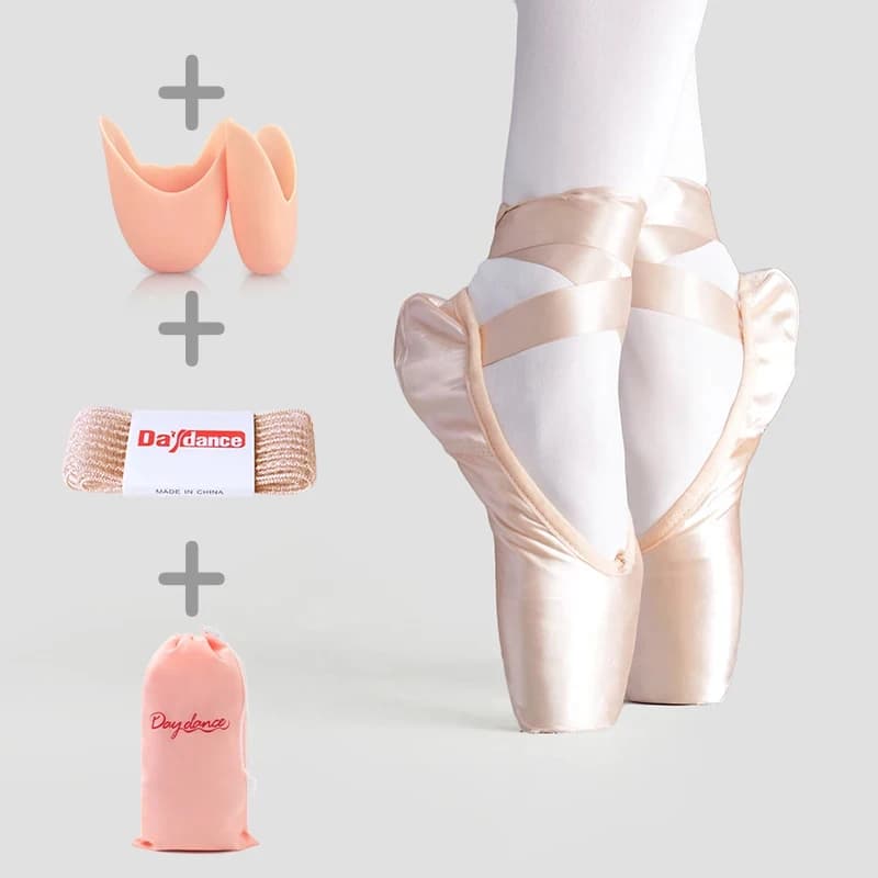 Scarpe da ballo per balletto da donna Scarpe da ballo a punta per bambini e adulti Scarpe professionali con nastri Scarpe di tela in raso Scarpe da ginnastica