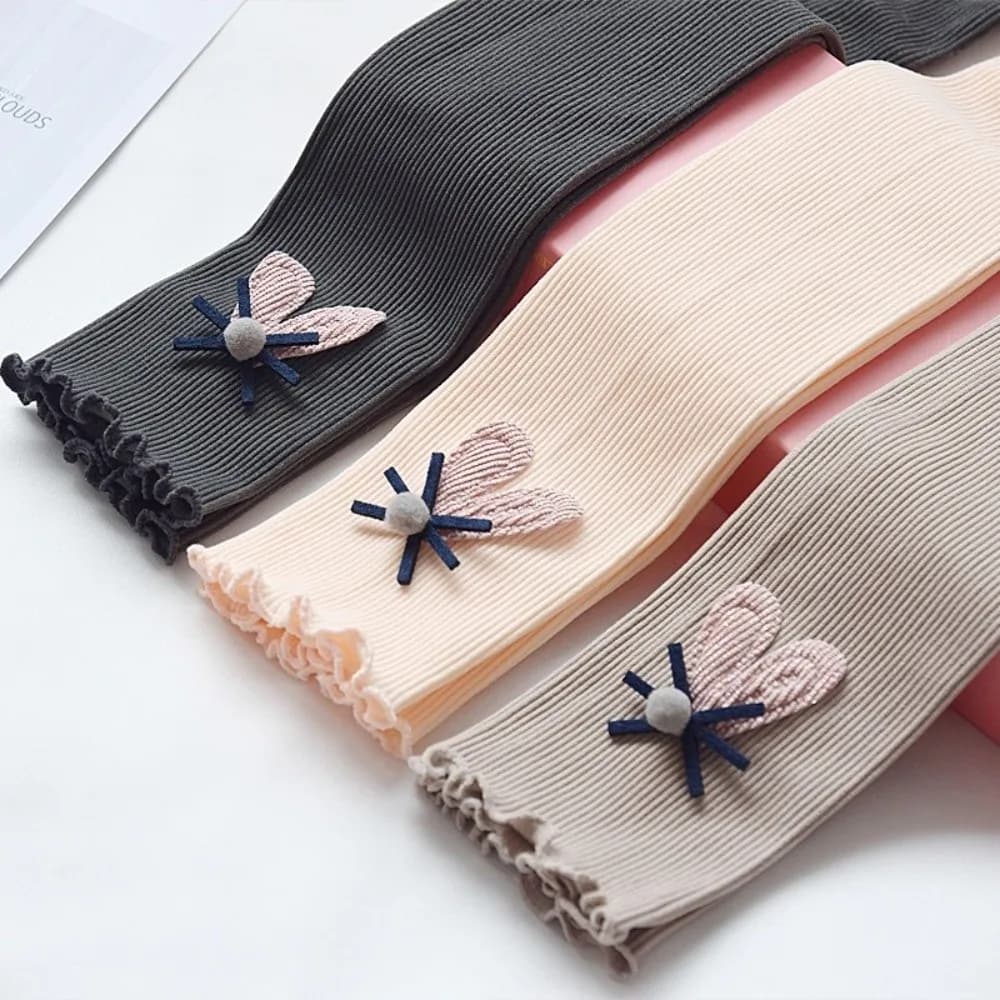 High Quality Elastic Waist Kids Leggings Cute Embroidered Cotton Girls Leggings Warm Children Pants for Girls