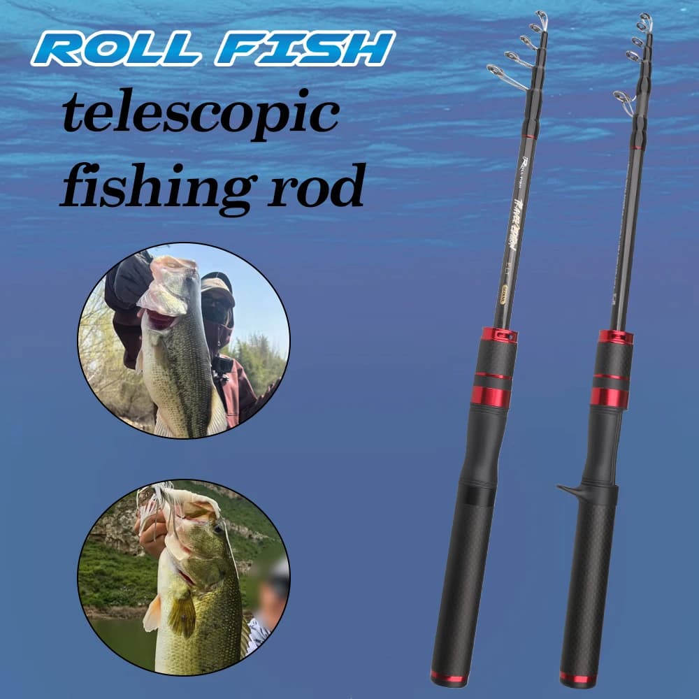 ROLLFISH Ultralight Portable Telescopic Fishing Rod -ML Power Carbon Fiber Casting Spinning Rod for Freshwater/Saltwater Fishing