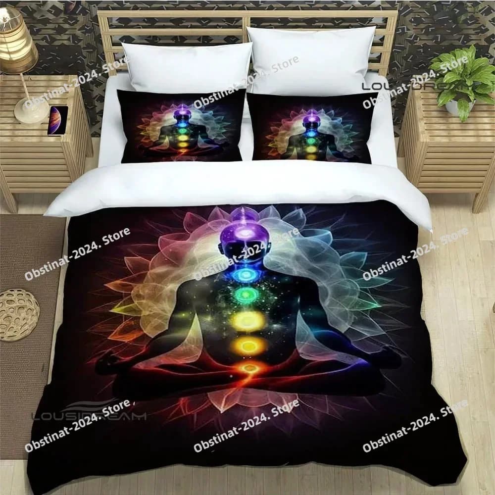Set biancheria da letto Chakra 3D Stampato singolo trapunta trapunta copripiumino federa set da 3 pezzi lenzuolo di lino per bambini taglia adulto