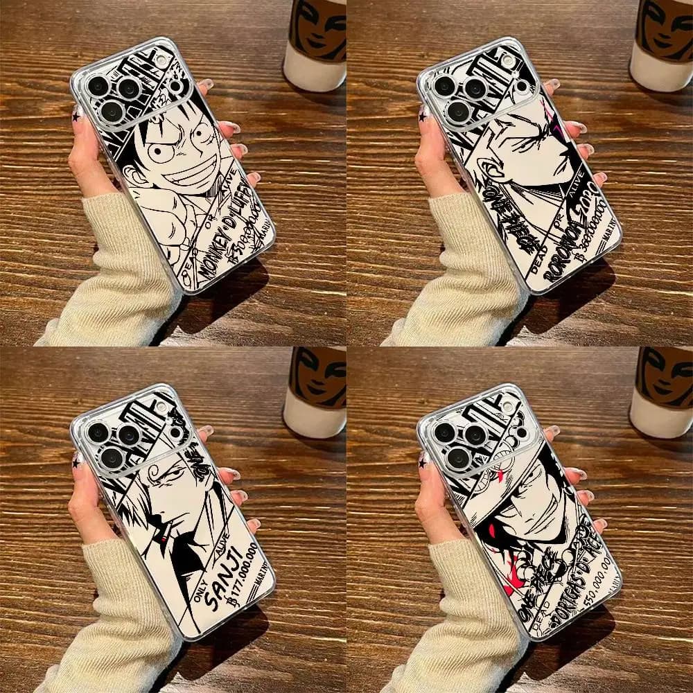 Cover Morbida Trasparente IMD Anime One Piece per iPhone 17 16 15 14 13 12 11 PRO MAX PLUS Mini
