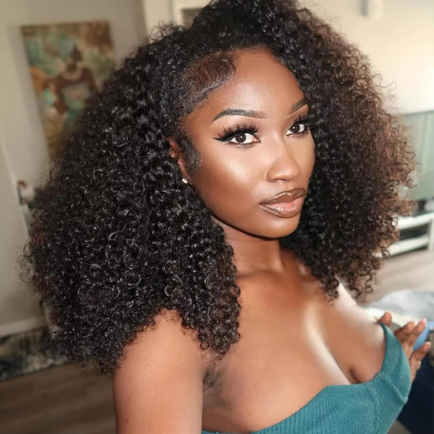 Glueless Wigs for human hair half curly 3 IN 1 Half adjustable wig with drawstring seamless clip Ins Flip Over Beginner
